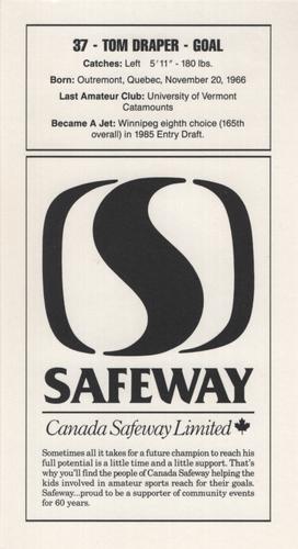 1989-90 Safeway Winnipeg Jets #NNO Tom Draper Back