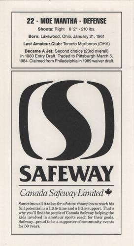 1989-90 Safeway Winnipeg Jets #NNO Moe Mantha Back