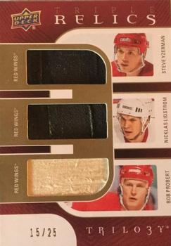 2018-19 Upper Deck Trilogy - Triple Relics #TR-YLP Steve Yzerman / Nicklas Lidstrom / Bob Probert Front