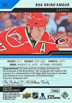 2018-19 SP Game Used - Blue Autographs #97 Rod Brind'Amour Back