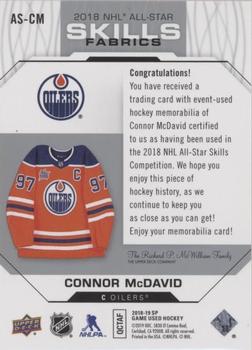2018-19 SP Game Used - 2018 NHL All-Star Skills Fabrics #AS-CM Connor McDavid Back