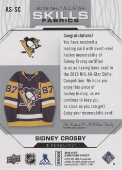 2018-19 SP Game Used - 2018 NHL All-Star Skills Fabrics #AS-SC Sidney Crosby Back
