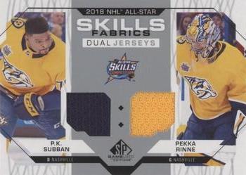 2018-19 SP Game Used - 2018 NHL All-Star Skills Fabrics Dual #AS2-SR P.K. Subban / Pekka Rinne Front