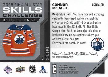 2018-19 SP Game Used - 2018 NHL All-Star Skills Relic Blends #ASRB-CM Connor McDavid Back
