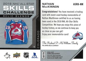 2018-19 SP Game Used - 2018 NHL All-Star Skills Relic Blends #ASRB-NM Nathan MacKinnon Back