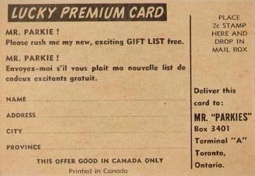 1954-55 Parkhurst - Lucky Premium Card #61 Leo Labine Back