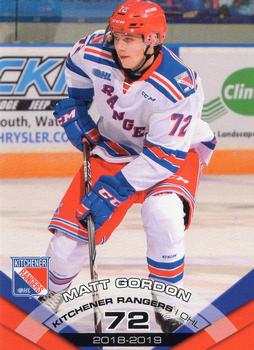 2018-19 Extreme Kitchener Rangers (OHL) #19 Matt Gordon Front