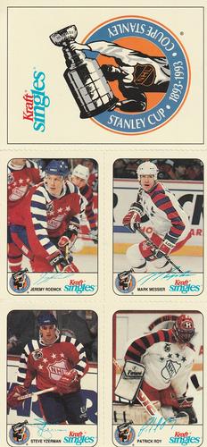 1992-93 Kraft - Kraft Singles All-Stars Panels #NNO Mark Messier / Jeremy Roenick / Patrick Roy / Steve Yzerman Front