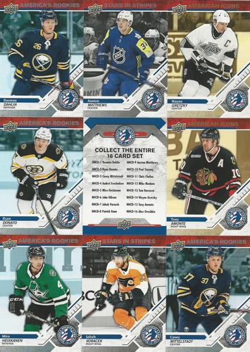 2019 Upper Deck National Hockey Card Day USA - Sheets #NNO Rasmus Dahlin / Auston Matthews/ Wayne Gretzky / Ryan Donato / Checklist / Tony Amonte / Miro Heiskanen / Jakub Voracek / Casey Mittelstadt Front