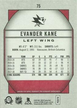 2018-19 O-Pee-Chee Coast to Coast - Red #75 Evander Kane Back