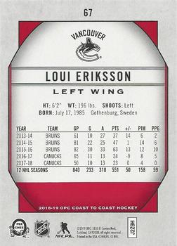 2018-19 O-Pee-Chee Coast to Coast - Polar Lights #67 Loui Eriksson Back