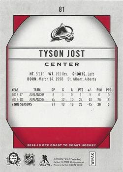 2018-19 O-Pee-Chee Coast to Coast - Polar Lights #81 Tyson Jost Back