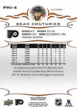 2018-19 Upper Deck Philadelphia Flyers SGA #PHI-4 Sean Couturier Back