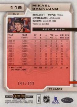 2018-19 O-Pee-Chee Platinum - Red Prism #119 Mikael Backlund Back