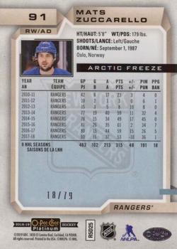 2018-19 O-Pee-Chee Platinum - Arctic Freeze #91 Mats Zuccarello Back