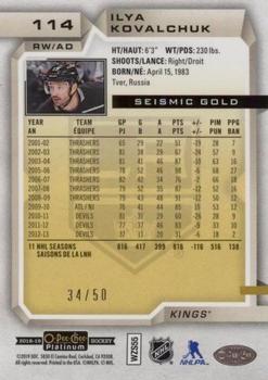 2018-19 O-Pee-Chee Platinum - Seismic Gold #114 Ilya Kovalchuk Back