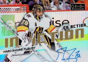 2018-19 O-Pee-Chee Platinum - In Action Rainbow Autographs #IA-15 Marc-Andre Fleury Front