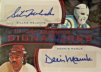 2018-19 Leaf Ultimate - Ultimate Dual Signatures - Red #US2-04 Gilles Meloche / Dennis Maruk Front