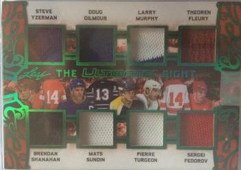 2018-19 Leaf Ultimate - The Ultimate 8 - Platinum Blue #TU8-03 Steve Yzerman / Brendan Shanahan / Doug Gilmour / Mats Sundin / Larry Murphy / Pierre Turgeon / Theoren Fleury / Sergei Fedorov Front