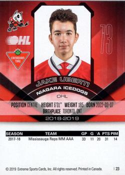 2018-19 Extreme Niagara IceDogs (OHL) #23 Jake Uberti Back