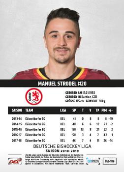 2018-19 Playercards (DEL) #DEL-106 Manuel Strodel Back