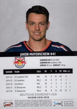 2018-19 Playercards (DEL) #DEL-262 Jakob Mayenschein Back