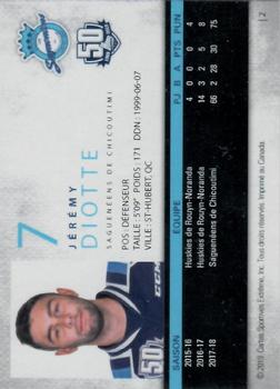 2018-19 Extreme Chicoutimi Sagueneens (QMJHL) #2 Jeremy Diotte Back