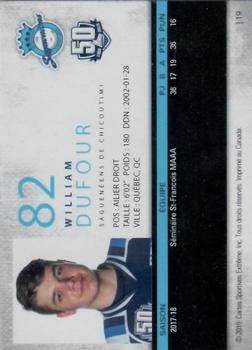 2018-19 Extreme Chicoutimi Sagueneens (QMJHL) #19 William Dufour Back