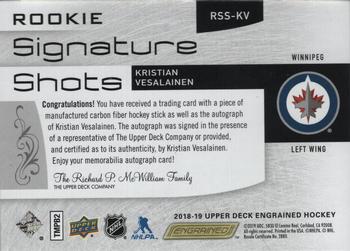 2018-19 Upper Deck Engrained - Rookie Signature Shots - Blue Ink #RSS-KV Kristian Vesalainen Back