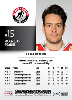 2018-19 Playercards (DEL2) #DEL2-013 Maximilian Brandl Back