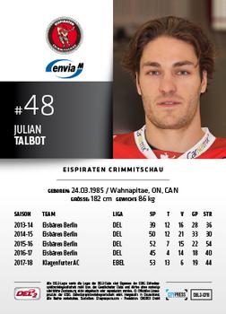 2018-19 Playercards (DEL2) #DEL2-078 Julian Talbot Back