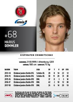 2018-19 Playercards (DEL2) #DEL2-087 Marius Demmler Back