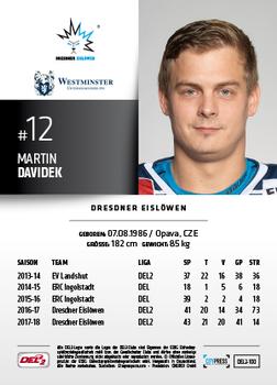 2018-19 Playercards (DEL2) #DEL2-100 Martin Davidek Back