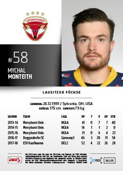 2018-19 Playercards (DEL2) #DEL2-315 Mychal Monteith Back