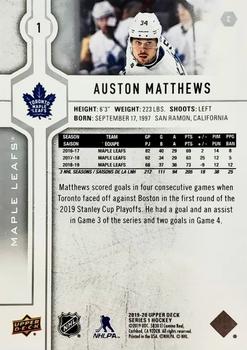 2019-20 Upper Deck #1 Auston Matthews Back