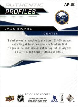 2018-19 SP - Authentic Profiles Blue #AP-JE Jack Eichel Back