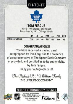 2018-19 Upper Deck Chronology - Franchise History Autographs #FH-TO-TF Tom Fergus Back