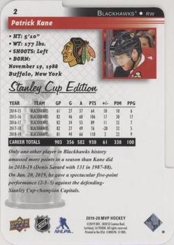 2019-20 Upper Deck MVP - Stanley Cup Edition 20th Anniversary Colors & Contours #2 Patrick Kane Back