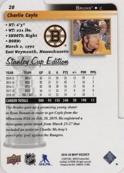 2019-20 Upper Deck MVP - Stanley Cup Edition 20th Anniversary Colors & Contours #20 Charlie Coyle Back