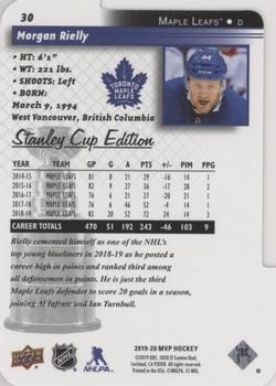 2019-20 Upper Deck MVP - Stanley Cup Edition 20th Anniversary Colors & Contours #30 Morgan Rielly Back