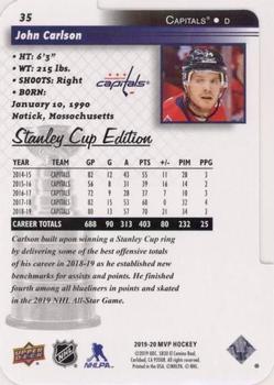 2019-20 Upper Deck MVP - Stanley Cup Edition 20th Anniversary Colors & Contours #35 John Carlson Back