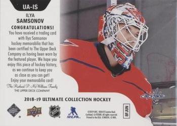 2018-19 Upper Deck Ultimate Collection - Ultimate Access Jersey #UA-IS Ilya Samsonov Back