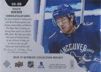 2018-19 Upper Deck Ultimate Collection - Ultimate Access Gold Tag #UA-BB Brock Boeser Back