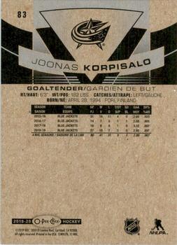 2019-20 O-Pee-Chee - Blue Border #83 Joonas Korpisalo Back