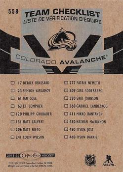 2019-20 O-Pee-Chee - Blue Border #558 Colorado Avalanche Back