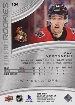 2019-20 SP Game Used #104 Max Veronneau Back