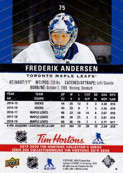 2019-20 Upper Deck Tim Hortons #75 Frederik Andersen Back