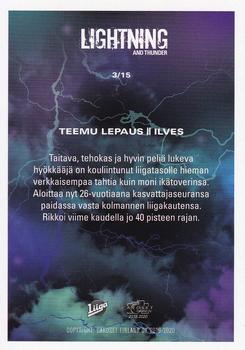 2019-20 Cardset Finland Series 1 - Lightning and Thunder #3 Teemu Lepaus Back