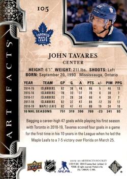 2019-20 Upper Deck Artifacts - Ruby #105 John Tavares Back