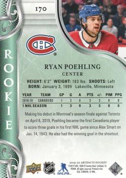 2019-20 Upper Deck Artifacts - Ruby #170 Ryan Poehling Back